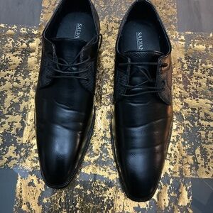Black Faux Leather Men's Shoes - Walmart